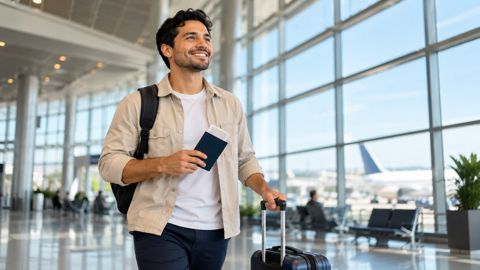 Persona preparando un viaje con visa B1 B2