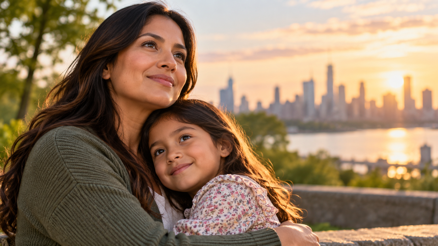 Familia representando apoyo durante un proceso de Visa U